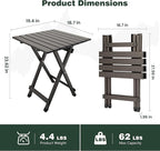 SUNNYFEEL Folding Camping Table - Lightweight Aluminum Portable Picnic Table, 18.5x18.5x24.5 Inch for Cooking, Beach, Hiking, Travel, Fishing, BBQ, Indoor Outdoor Small Foldable Camp Tables