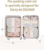 Narwey 6 Set/5 Set Compression Packing Cubes for Travel Kids Women Carry on, Packing Organizers Bag for Backpack Luggage Suitcase Duffle Bags