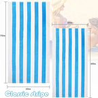 Exclusivo Mezcla 4 Pack Cotton Large 30x60 Inches Soft Cabana Stripe Thick Beach Towel, Super Absorbent Travel Bath Pool Towel (Sky Blue)
