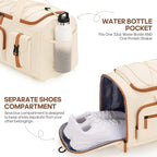 Gym Bag for Men and Women with Shoe & Laptop Compartment, 3-in-1 Sports Travel Duffel Bag Anti-Theft Weekender Carry-On Backpack for Airplane & Workout, Overnight Travel Bag,35L (Beige, Medium)