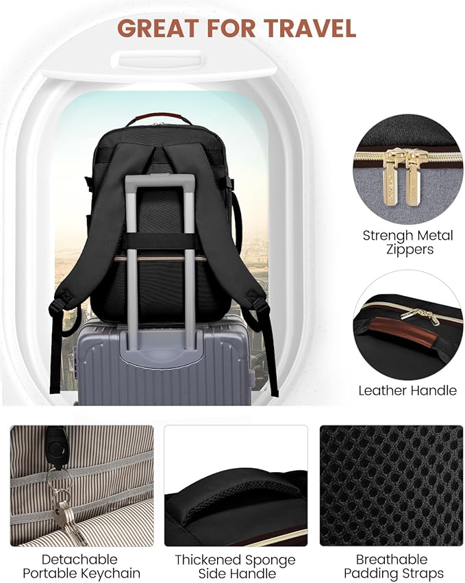 LOVEVOOK 40L Travel Backpack for Women & Men, Airline Approved Carry On Luggage with 3 Packing Cubes, TSA Overnight Bags, Waterproof Personal Item Bag, Weekender Essentials Backpacks fits 17" Laptop