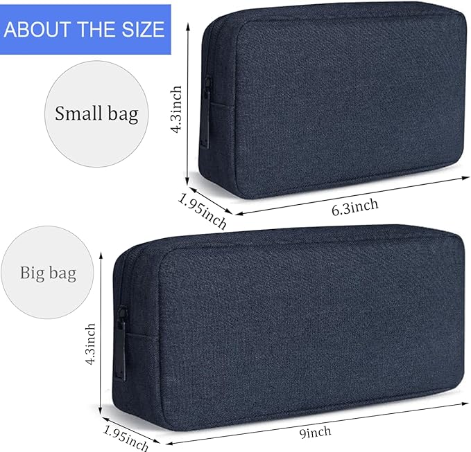 CAAORDKSO Electronic Organizer Travel Cable Accessories Bag, Electronic Organizer Case, Electronic Accessories Organizer Bag for Cable, Cord, Charger, Phone, Power Bank, Earphone (Big-Navy Blue)