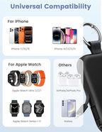 RORRY CharmGo Portable Charger, 5000mAh Portable Charger Power Bank with Built-in Cables, Travel Keychain Battery Pack for Apple Watch and iPhone Air/17/16/15/14/13/12, Pink