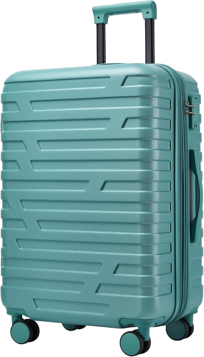 6 Piece Luggage Sets with Bags, Lightweight Expandable Checked Luggage Sets, Hardshell ABS Spinner Wheels Carry on Suitcase with TSA Lock, for Travel, Women Men (Aqua Blue, 18/20/24/28inch+2bags)