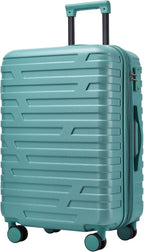 6 Piece Luggage Sets with Bags, Lightweight Expandable Checked Luggage Sets, Hardshell ABS Spinner Wheels Carry on Suitcase with TSA Lock, for Travel, Women Men (Aqua Blue, 18/20/24/28inch+2bags)