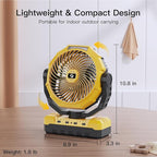 FRIZCOL 3-in-1 Camping Fan - Portable Fans Rechargeable - 24000mAh Battery Powered Fan with Light & Remote for Indoor, Outdoor, Tent, Travel, Fishing, Jobsite, Gifts for Men Dad Him - Yellow