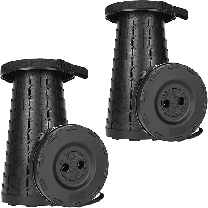 2-Pack Collapsible Stool, 400lbs Max Weight, Lightweight But Sturdy, Portable Retractable Folding Telescoping Foldable Camping Stool for Adults Outdoor Fishing Hiking BBQ