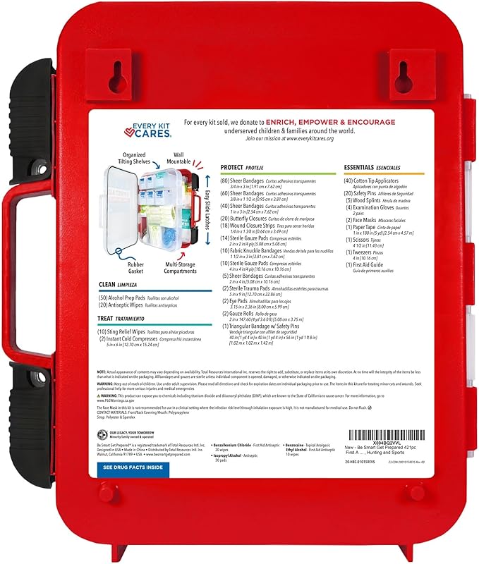 Be Smart Get Prepared 421pc First Aid Kit Exceeds OSHA Guidelines 100 People - Office, Home, Car, School, Emergency, Survival, Camping, Hunting and Sports