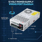 Upgraded 12V DC Power Supply 480W 40A 110v to 12v Converter Switching Power Supply for Led Strip, CCTV, 3D Printer, Motor Pump, Electronic Instruments, Lab Computer, Without Power Cord