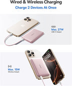 Baseus Picogo Magsafe Portable Charger, Qi2 15W 0.5" Ultra Slim 10000mAh Wireless Power Bank, 27W Fast Charging Magnetic Battery Pack with USB-C for iPhone 17 Pro Max/17 Pro/Air/16/15/14/13/12