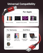 USB to USB C Cable Fast Charging [2 Pack 3FT], USB A to USB C Cable for Car, Durable Braided USB Type C iPhone Charger USBC Cord for iPhone 17/16/15/Pro Max/Plus, Samsung Galaxy S23 and More-Red