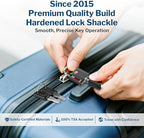 TSA Approved Luggage Locks, Ultra-Secure Dimple Key Travel Locks with Zinc Alloy Body, Black 4 Pack