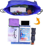 PLULON 25 Pcs Blue Drawstring Backpack Bags Bulk String Backpack Cinch Sack Pull Sport Gym Backpack Bags for Yoga Traveling Outdoor Sports