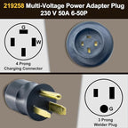 219258 Multi-Voltage Adapter Plug for Miller & Hobart Welders/Plasma Cutters, 230 Volt 6-50P 4 Pin to 3 Prong Replacement for Welding Power Cord