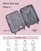 Somago 28 Inch Luggage With Spinner Wheels Hard Shell Polypropylene Suitcase with TSA Lock and YKK Zipper,Elegant Purple