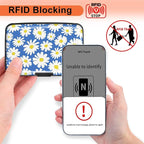 Mayski Credit Card Holder, RFID Blocking, Aluminum Alloy Hard Case, Small Mini Business Metal Wallet for Women Men, Daisy