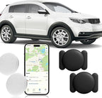 Mini GPS Tracker for Vehicles No Monthly Fee,GPS Car Tracker,Hidden Car Tracker with Magnetic Case,Real Time Car GPS Tracker Work with Apple Find My(iOS Only) (Black,2PCS)