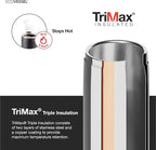 EcoVessel Travel French Press, Portable Coffee Maker, Stainless Steel Insulated Coffee Press, Reusable Single Serve Bottle for On-The-Go Use, 14oz (Black)