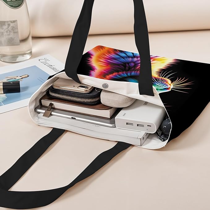 ANNA QUEEN Cat Tote Bag Shoulder Bag Handle Bag for Gym Yoga Picnic Beach Kitchen Reusable