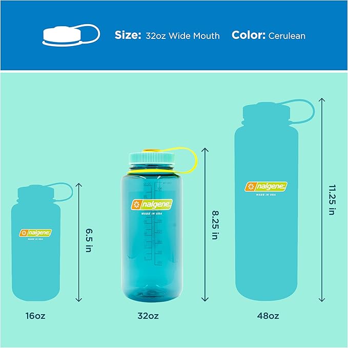 Nalgene 32 oz Wide Mouth Water Bottle | BPA-Free, Durable & Leak Proof, Lightweight Bottle for Hiking & Gym, Work & Travel