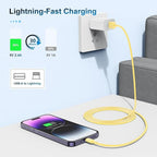 3 Pack Apple MFi Certified Charger Cable 3ft, Lightning to USB Cable Cord 3 Foot, 2.4A Fast Charging,Apple Phone Long Chargers for iPhone 13/12/11/11Pro/11Max/ X/XS/XR/XS Max/8/7/6 Yellow
