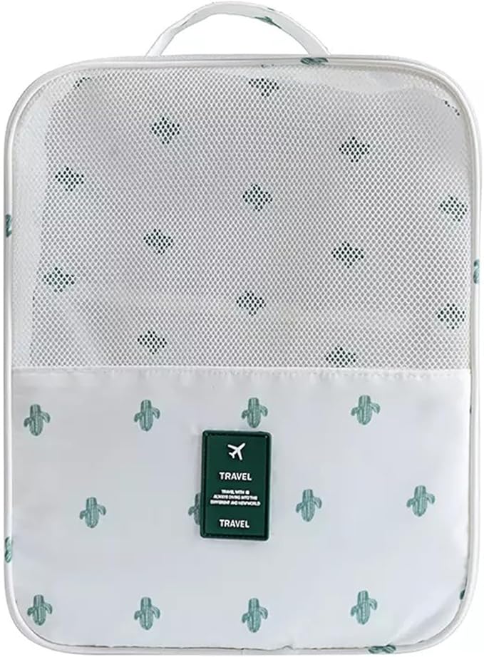 Shoe Bag for Travel, Travel Shoe Bag for Packing, Hold 3 Pairs of Shoes, Travel Essentials for Flying Shoe Organizer Shoe Storage Bag for Travel Cactus White