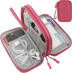 CAAORDKSO Electronic Organizer Travel Case Storage Bag, Universal Electronics Accessories Case Portable Travel Bag for Women, Cable, Cord, Charger, Phone, Power Bank, Earphone (Rose Red, Large)