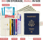 Passport Holder for Travel Essentials, RFID Blocking Leather Cover Wallet with Magnetic Closure, Aesthetic & Cute Passport Book Case for Women and Men - Seashell