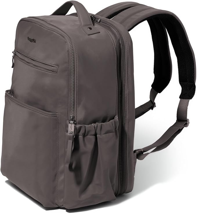 Baggallini Tribeca Expandable Laptop Backpack - 15"x11" Lightweight RFID Computer Bag for Work & Travel with Luggage Sleeve
