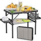 Titanker Folding Camping Table 2ft, Small Folding Camp Table Portable with 50% Extra Space, Small Picnic Table, Portable Beach Desk, Car Camping Essentials, Aluminum Light & Solid