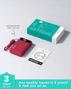 INIU Smallest 20000mAh Power Bank, 22.5W PD Fast Charging Portable Charger with Detachable Cable, Flight-Safe Battery Pack with LED Display for iPhone Google College Students Teen Boys Girls, Red
