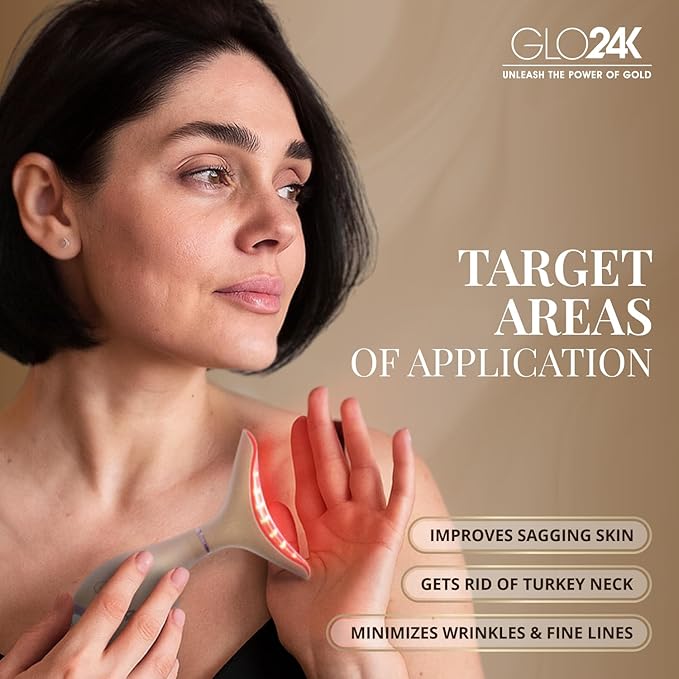 GLO24K 7 Color Beauty Device – Triple LED Action & Vibration Technology Facial and Neck Massager (Beige, 1 Pack)
