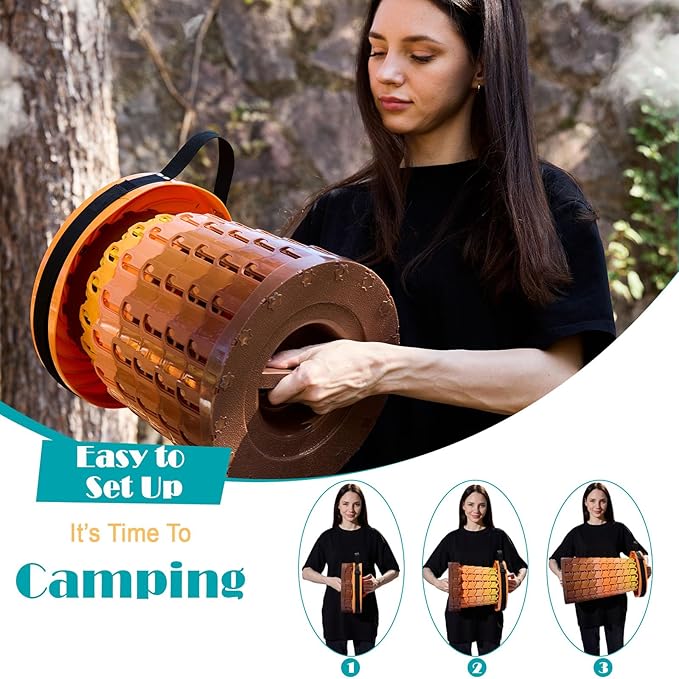 Spisces Upgraded Collapsible Stool with Cushion, 1000 lbs Capacity & 19.7-in High, Wider & Taller Heavy Duty Portable Telescoping Foldable Seat for Adults Camping, Travel, Music Festivals, Outdoors
