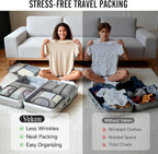 Veken 10 Set Packing Cubes for Travel Essential, Suitcase Organizer Bags in 4 Sizes, Carry-On Luggage Accessories with Large Laundry & Hanging Toiletry Bag, Must-Have for Airplane, Road Trip & Camping