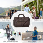 Hanke Large Capacity Travel Duffel Bag, Carry On Luggage with 12 Pockets, 17 Inch Laptop Compartment, Wet Dry Separation & Independent Shoe Bag, Lightweight Foldable Duffel Bag for Women Men（Coffee）