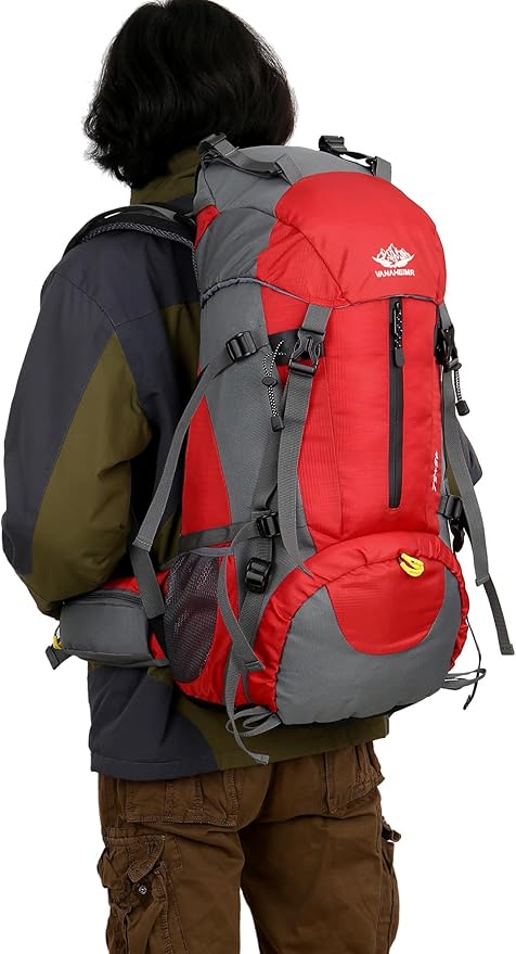 WoneNice 50L(45+5) Waterproof Hiking Backpack - Outdoor Sport Daypack with Rain Cover