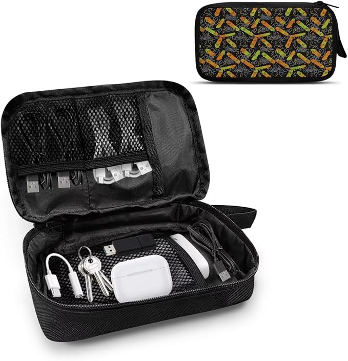 Skateboard Electronic Accessories Carry Case Large Electronics Organizer Travel Case Portable Cord Organizer Travel for Cable Charger Phone Earphone