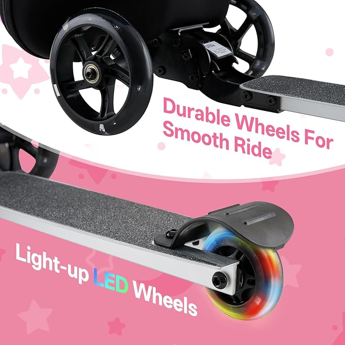 2-in-1 Kids Scooter Suitcase, 19in Large Capacity Ride-On Luggage with LED Light Wheels, Lightweight Carry-On for Fun and Travel, Durable and Cute Patterns Design for Children