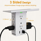 Socket Wall Shelf-CFMASTER 10 Port Surge Protector Wall Outlet, 8 Electrical Outlet Extenders and 2 USB Ports 2.4A, with Removable Built-In Shelf, FCC Listed (1, Gray)…