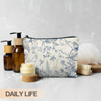 Chinoiserie Floral Makeup Bag, Chinoiserie Decor Cosmetic Bag Toiletry Bag for Women, Floral Bird Makeup Bag, Chinoiserie Makeup Pouch