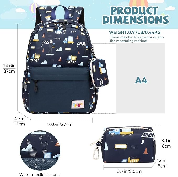 mygreen Toddler Backpack, Kids Backpack for Boys and Girls with Chest Strap | with Chest Strap