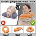 BUYUE Travel Neck Pillows for Airplanes, Memory Foam 360° Head Support Sleep for Long Flight, Skin-Friendly & Breathable, Kit with Eye Mask, Earplugs and Storage Bag (Adult, Orange, 90+ lbs)