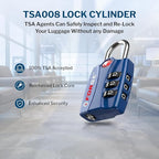 Forge Open Alert TSA Approved Luggage Locks - 3 Digit Combination, Easy Read Dials, Zinc Alloy Body - Ideal Travel Lock for Luggage, Suitcases, Bags & Toolboxes (Blue 4Pk)