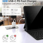 TT&C 30W USB-C Super Fast Charger with 6ft Type C Cable, PD Wall Block Compatible with iPhone 17/16/15 Pro Max/Air, iPad Pro, and Galaxy S25/S24-1 Pack