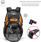 Swissdigital Design Laptop Backpack with USB Charging Port, Travel Backpack Fits 15.6 inches Computer, 31L College School Backpack for Men, Orange/Black | SD803-66
