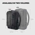 Topo Designs Global Travel Bag – 30L or 40L - Carry-On Compliant Most Airlines, Durable Travel Duffel Bag, Clam Shell Main Pocket, Laptop Sleeve, Backpack, Luggage (30L / Black)