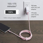 Amazon Basics USB-A to Lightning Cable, Apple MFi Certified, Nylon Braided Cord for iPhone 14 13 12 11 X Xs Pro, Pro Max, Plus, iPad, High Speed Transfer, 6 Foot, Rose Gold