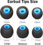 Silicone Earbud Tips for Most In-Ear Earbuds (Inner Hole 3.8mm -5.1mm) - 9 Pairs S M L