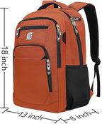 Volher Laptop Backpack,Business Travel Anti Theft Slim Durable Laptops Backpack,Water Resistant College Computer Bag for Women & Men Fits 15.6 Inch Laptop and Notebook-Orange