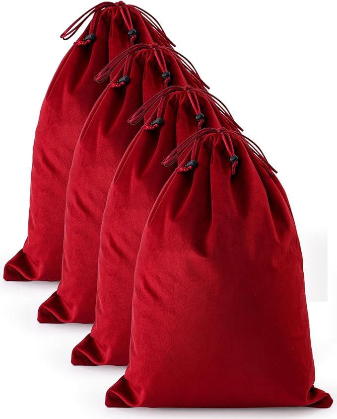 FantasyLife Shoe Bags for Travel, Washable Dust Bags for Storage & Packing, Flannel Shoe Pouch with Drawstring Closure for Purses, Handbags, Shoes & Toys (4, Rio Red, 17.3"x12.6")